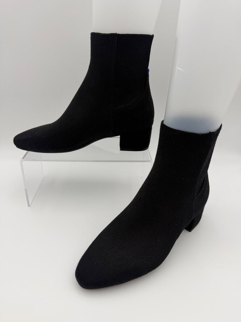Rothy's The Classic Boot Black Knit Size 7 Ankle Block Heel Stretch